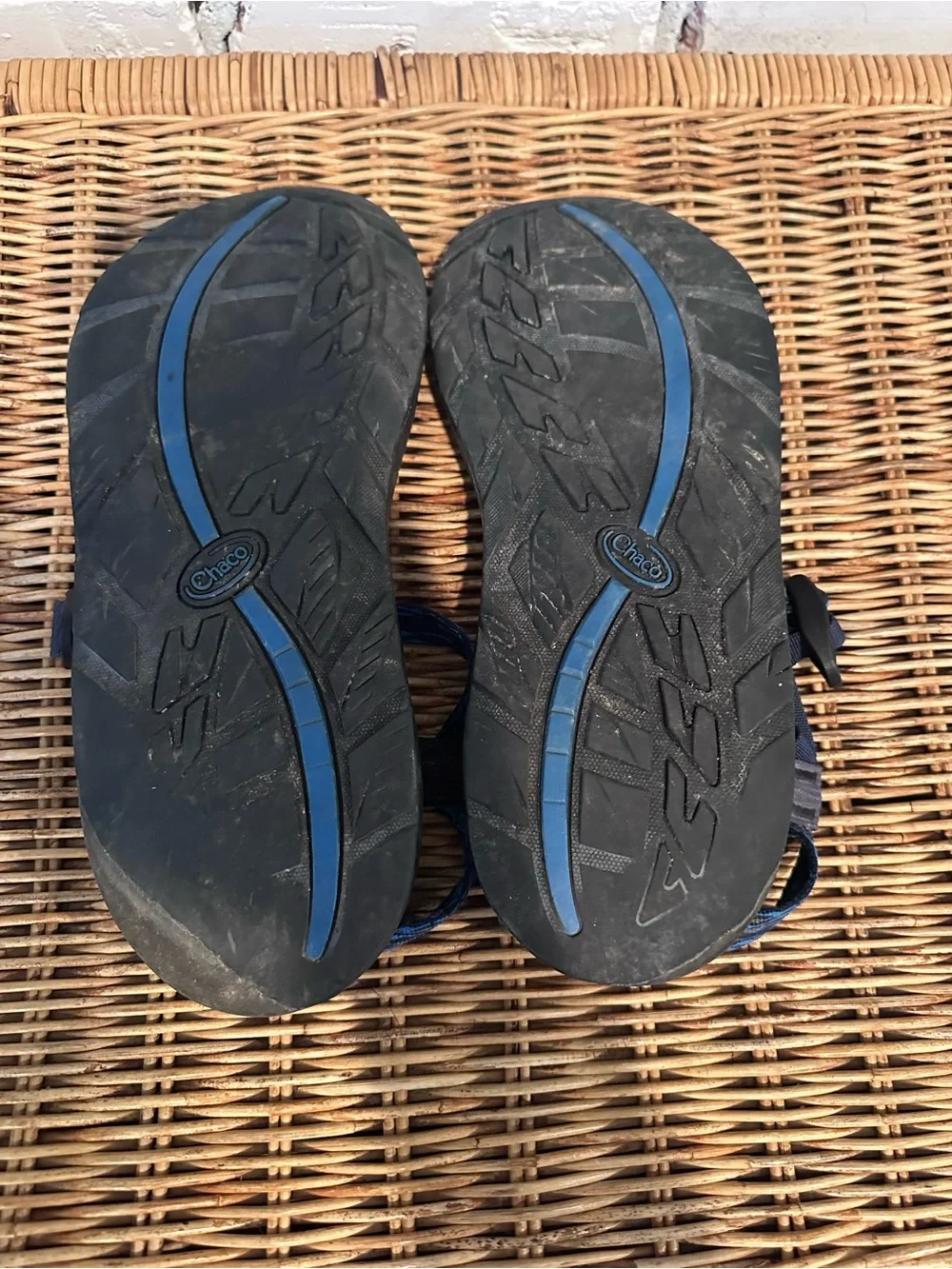 Chaco Men’s Black and Blue Hiking Casual Sandals Size 12